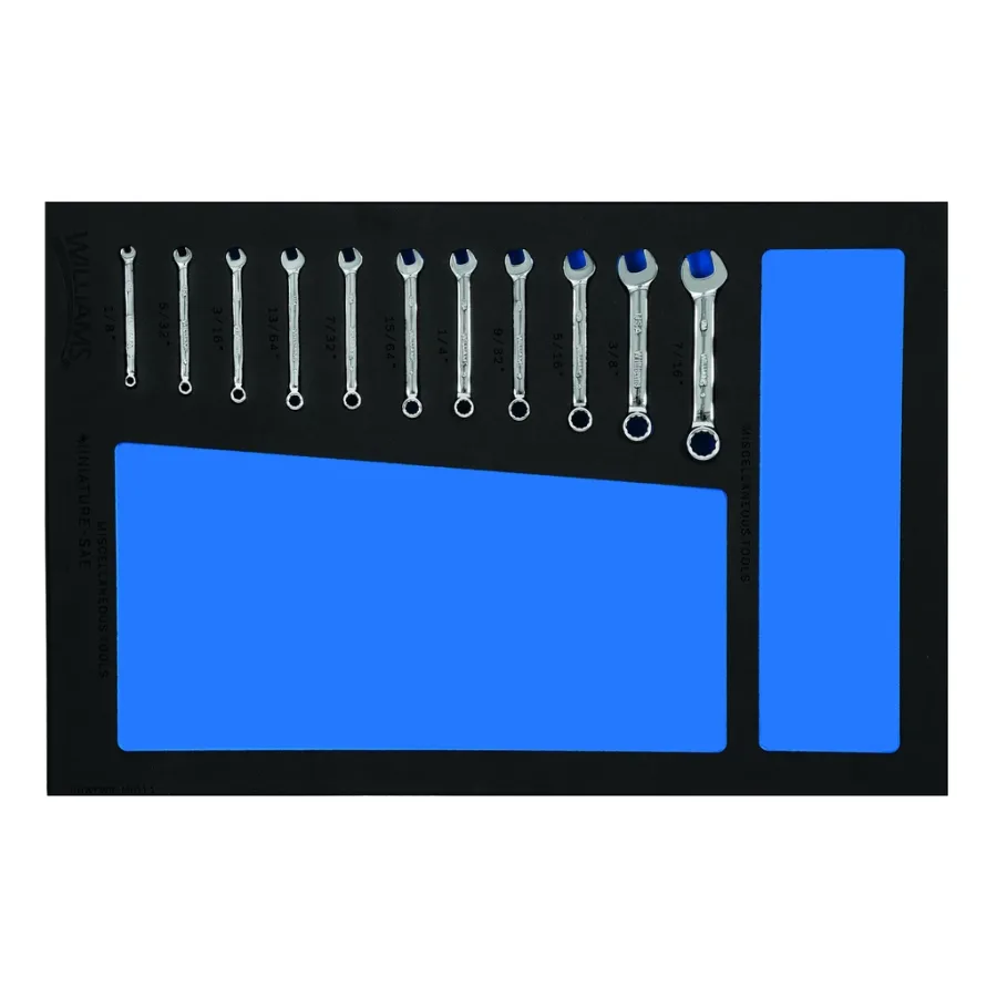 (image for) 11 pc SAE Miniature Combination Wrench Set in 1/3 Foam Drawer In