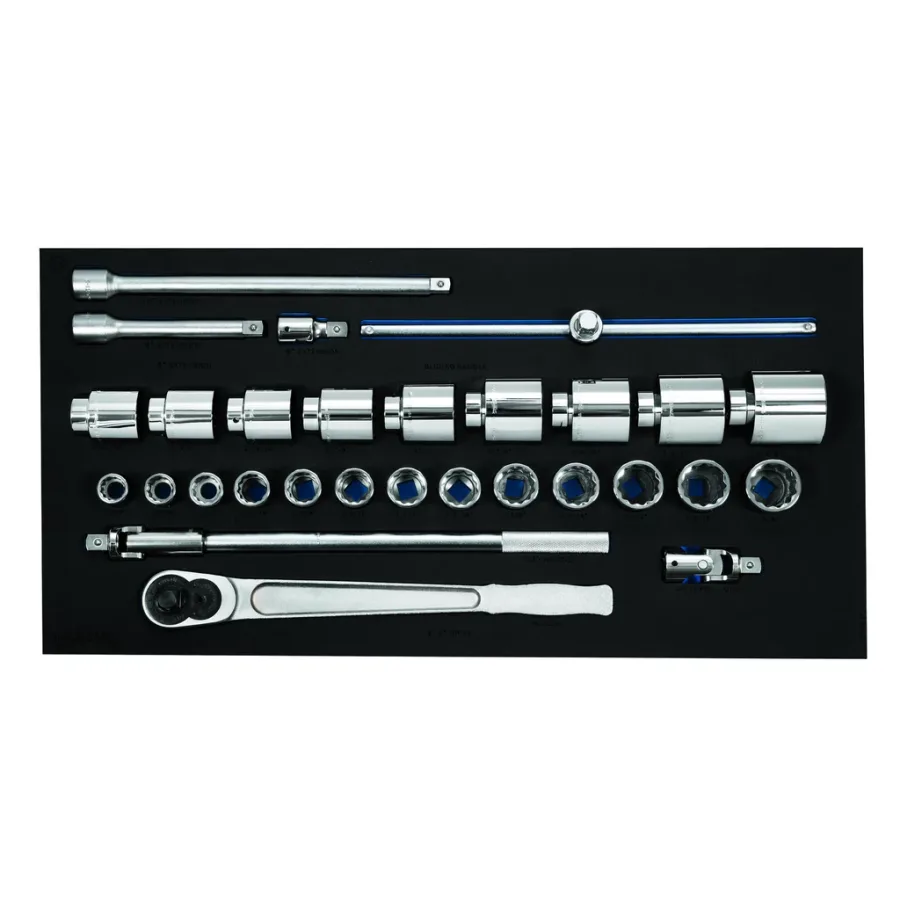 29 pc 3/4 Drive 12-Point SAE Socket and Drive Tool Set in 3/3 Fo (image for) 29 pc 3/4 Drive 12-Point SAE Socket and Drive Tool Set in 3/3 Fo