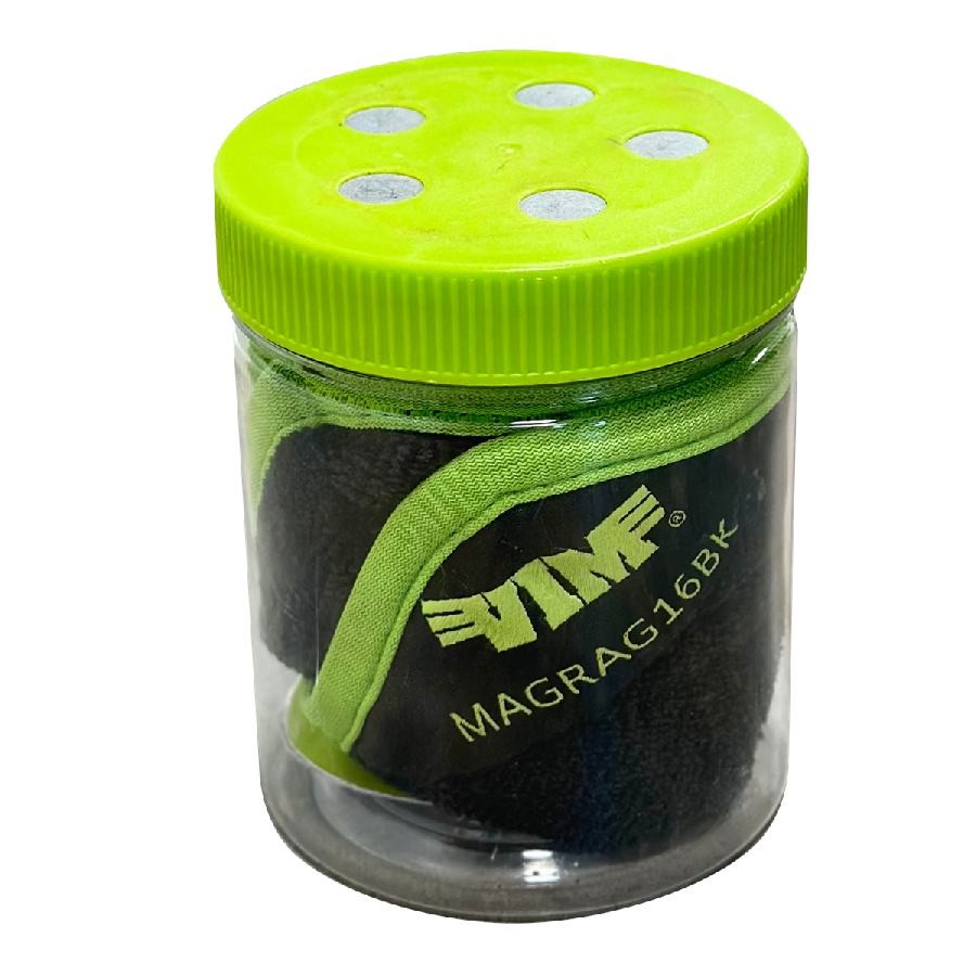 16'' X 16'' MAGNETIC MICROFIBER RAG - BLACK & GREEN