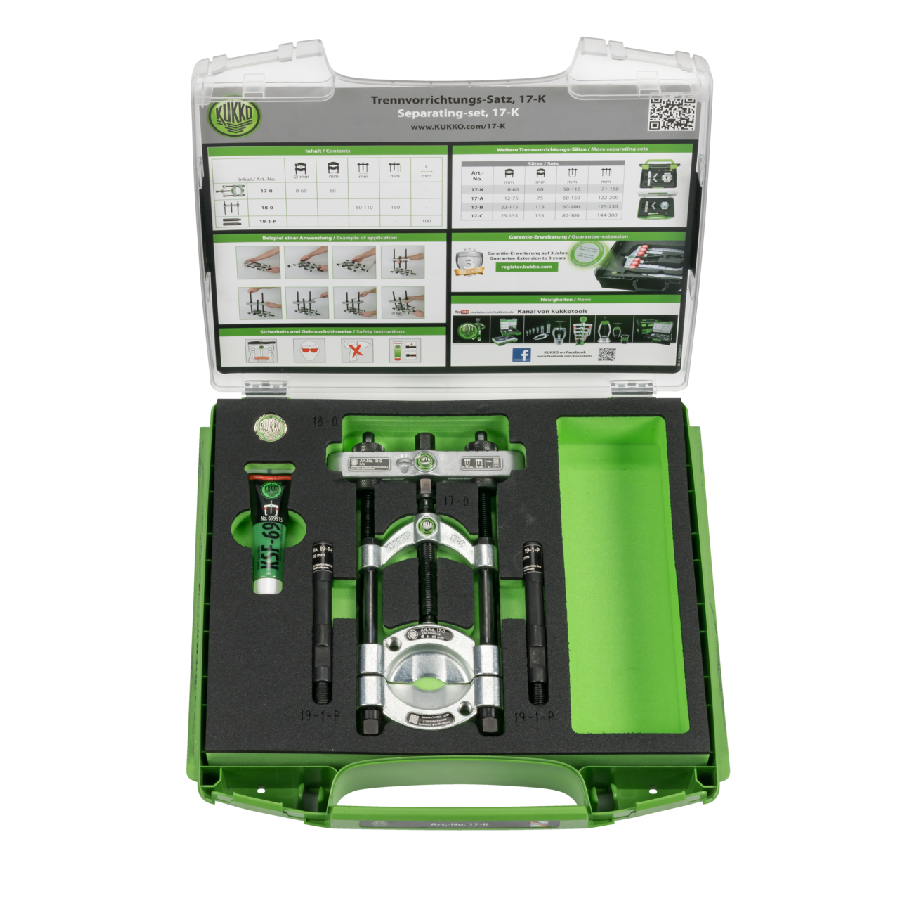 Separating device set with quick clamping pressure spindle