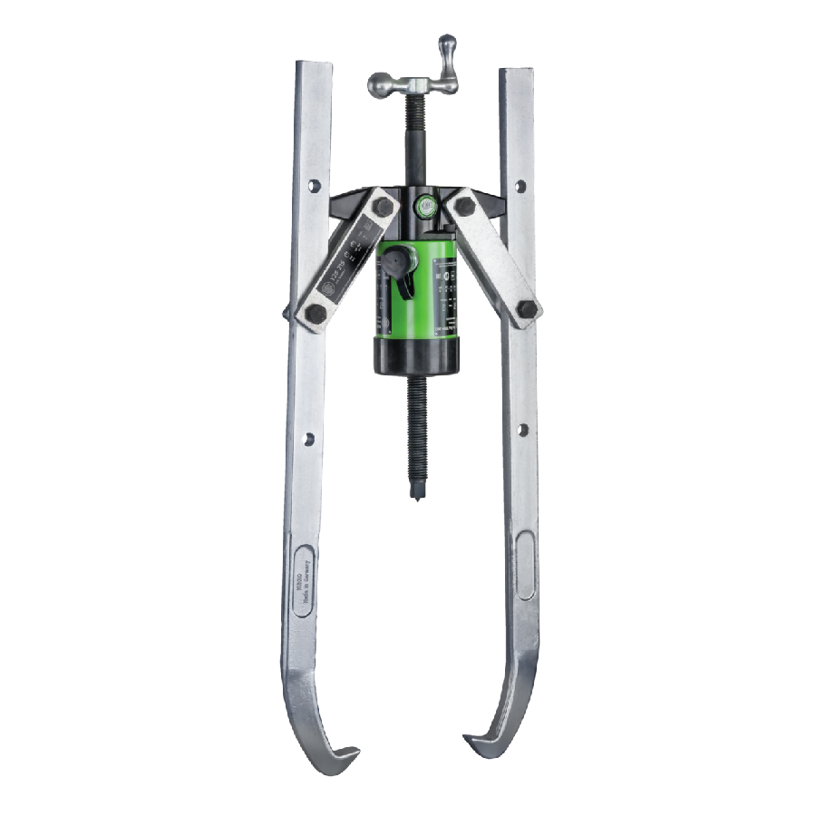 Hydraulic, 2-arm puller with adjustable clamping depth and hydra