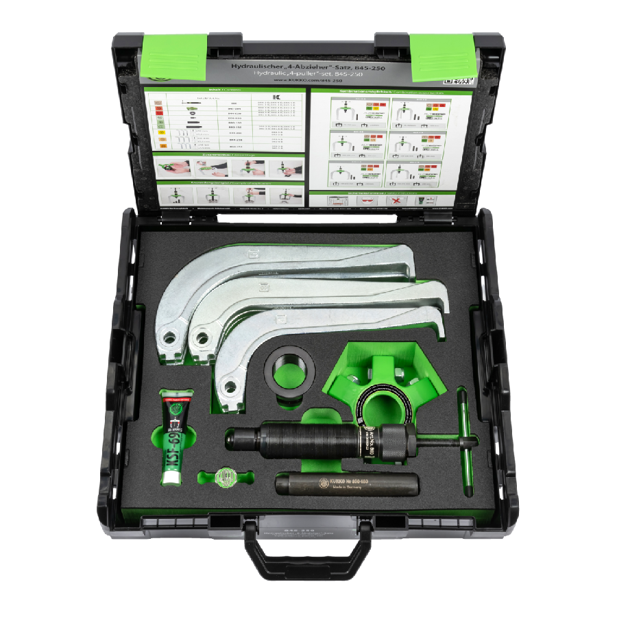 Hydraulic ,,6 Puller" Set 75-250 x 250 mm / 10 ton with self-cen