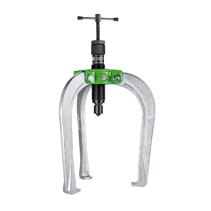 Handy, 3-arm puller with power-transmitting, self-centering pull