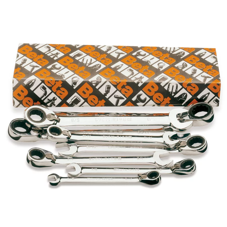 Beta 142 Series Set of 8 12-Point Reversible Ratcheting Combinat Beta 142 Series Set of 8 12-Point Reversible Ratcheting Combinat