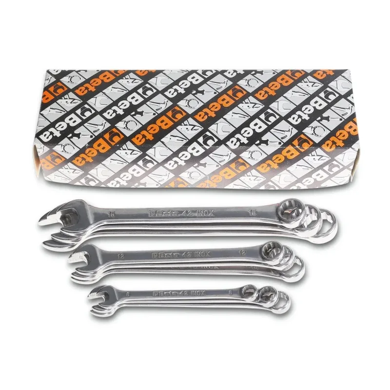 (image for) Beta 42INOX Stainless Steel, Set of 9 SAE 1/4"-3/4", 15? Offset
