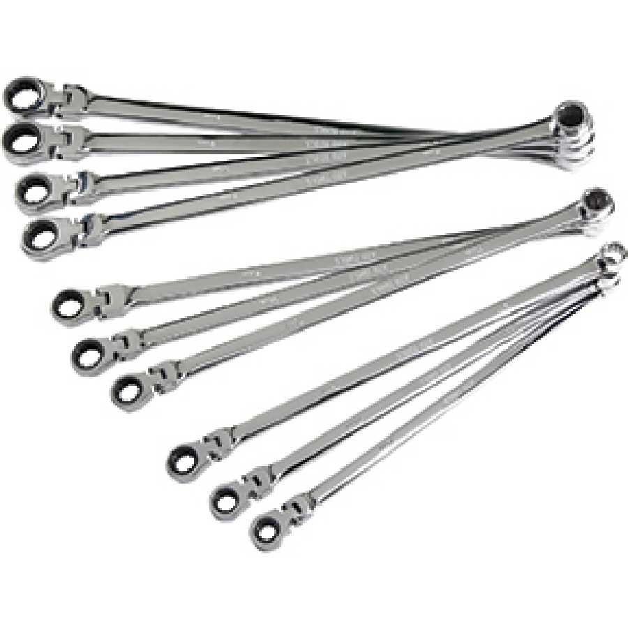 10pc Metric XL Flex Head Spline Ratcheting Box End...