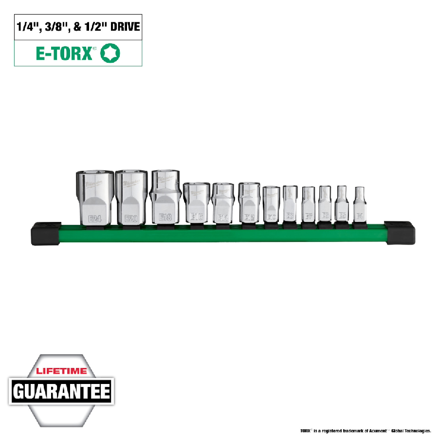 Milwaukee Tool 12pc 1/4 inch, 3/8 inch, and 1/2 inch Drive Exter