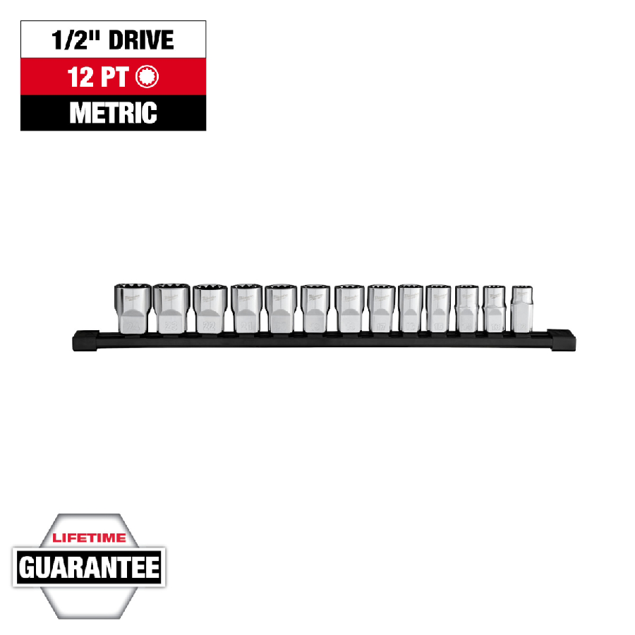 Milwaukee Tool 13pc 1/2 inch Drive 12-Point Metric Socket Set