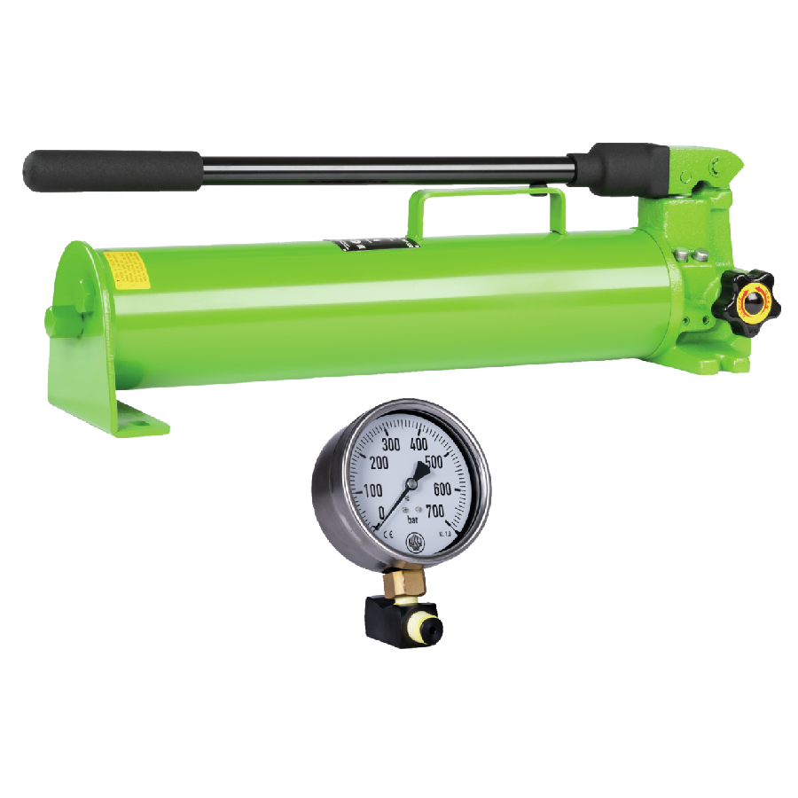 Hand pump with pressure gauge