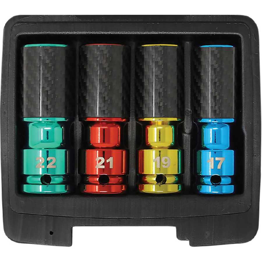 5 Pc. Metric Lug Socket Set with Carbon Fiber Sleeves