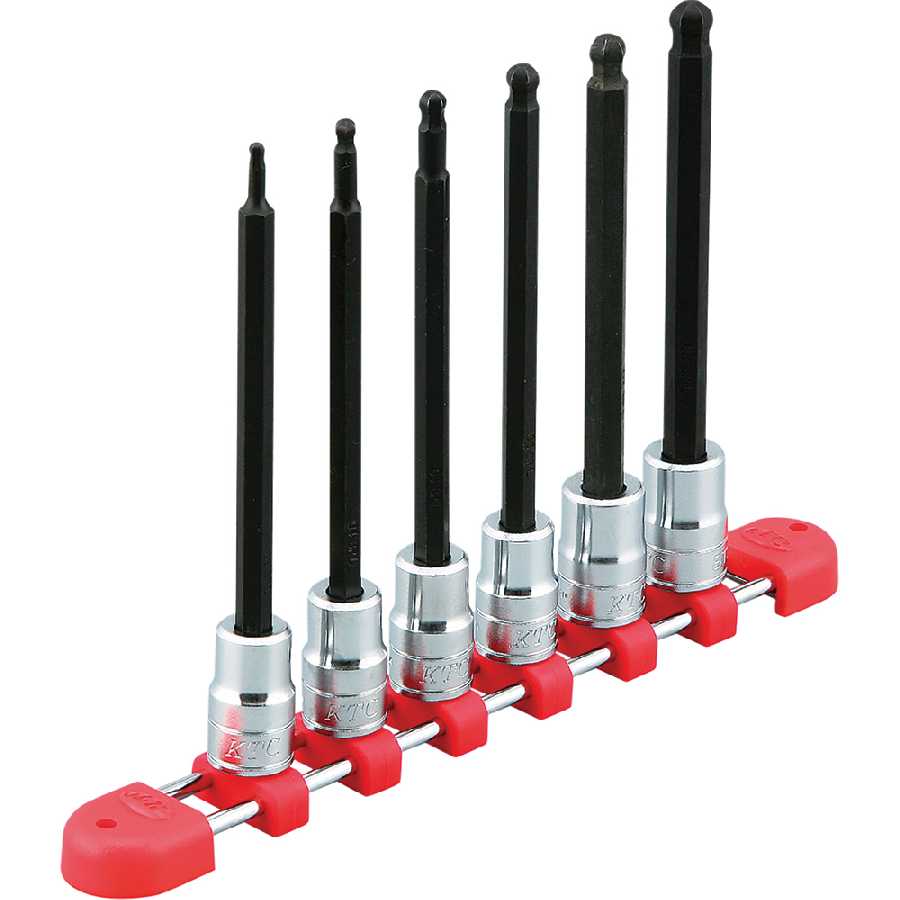 3/8"sq. LONG BALL POINT HEX. BIT SOCKET SET (6pcs.)