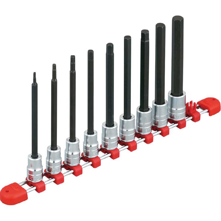 3/8"sq. LONG HEX. BIT SOCKET SET (9pcs)