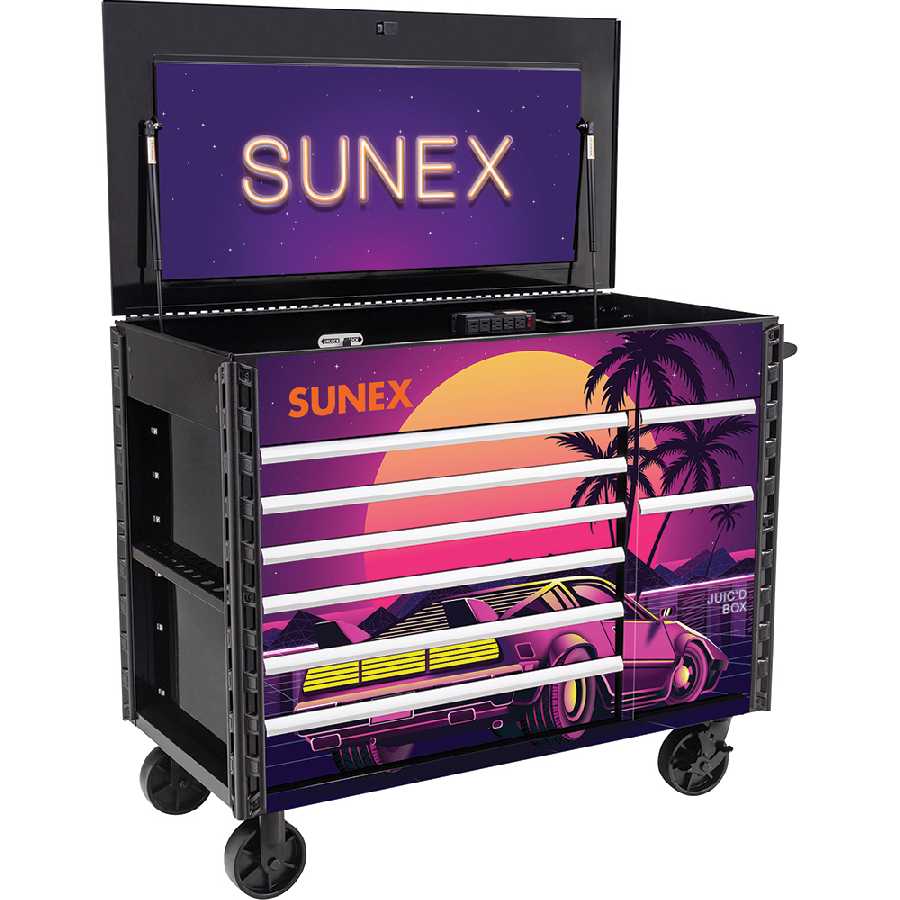 Juic'd BOX 50" 7 Drawer Power Cart with Retro Grap...