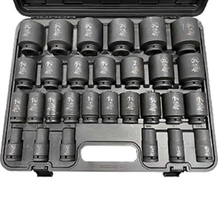 29-Pc. 3/4" Drive 6 Point SAE Deep Impact Socket S...