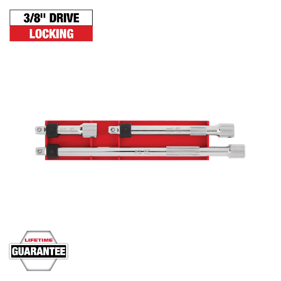 Milwaukee Tool 3pc 3/8 Inch Drive Locking Extension Set