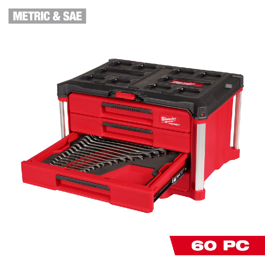 Milwaukee Tool 60 Piece Metric and SAE Combination Wrench Set wi