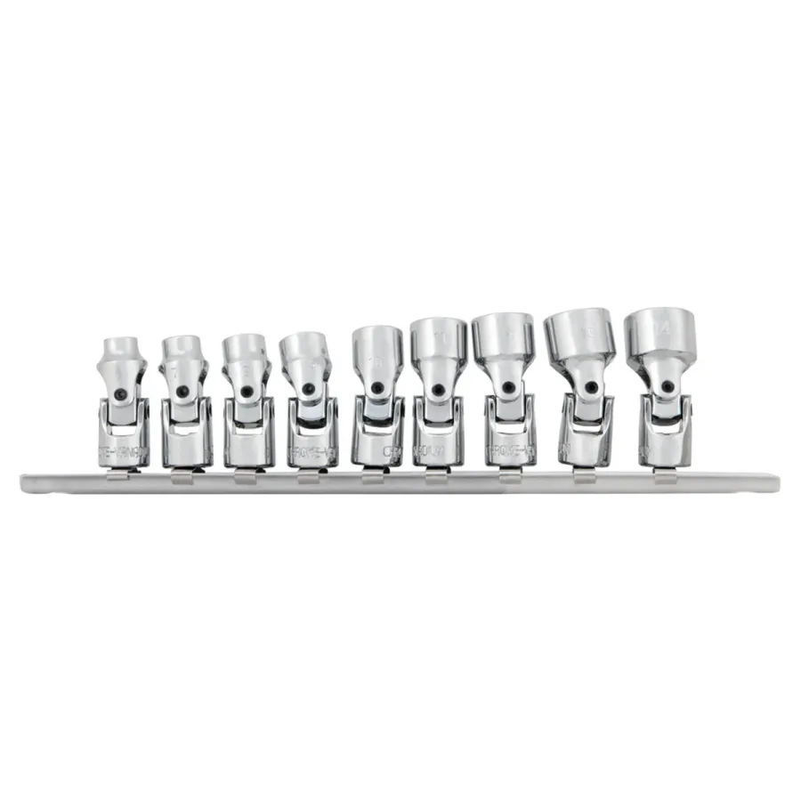 9 Piece 1/4" Drive Metric Flex Socket Set (image for) 9 Piece 1/4" Drive Metric Flex Socket Set