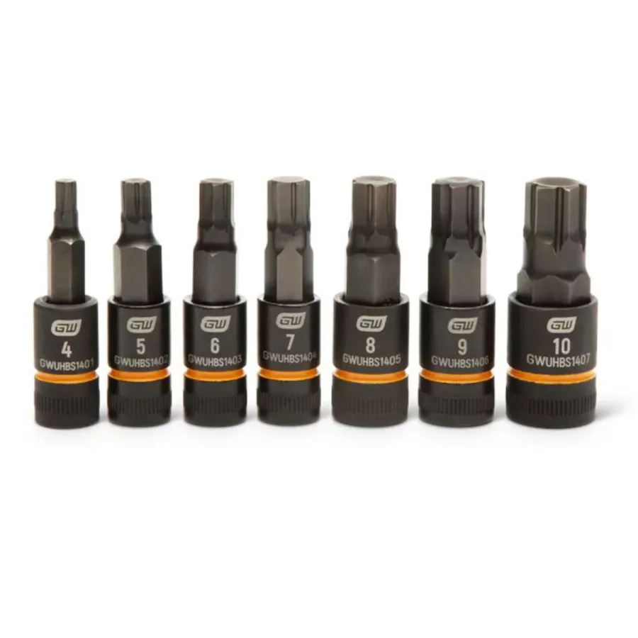 7 Pc. 1/4" Drive Metric Impact Bi-directional Hex Bit Socket