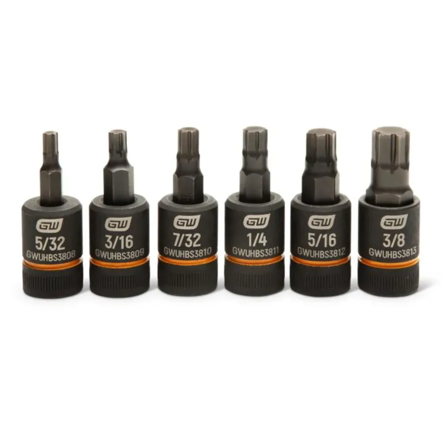 6 Pc. 3/8" Drive SAE Impact Bi-directional Hex Bit Socket Se (image for) 6 Pc. 3/8" Drive SAE Impact Bi-directional Hex Bit Socket Se