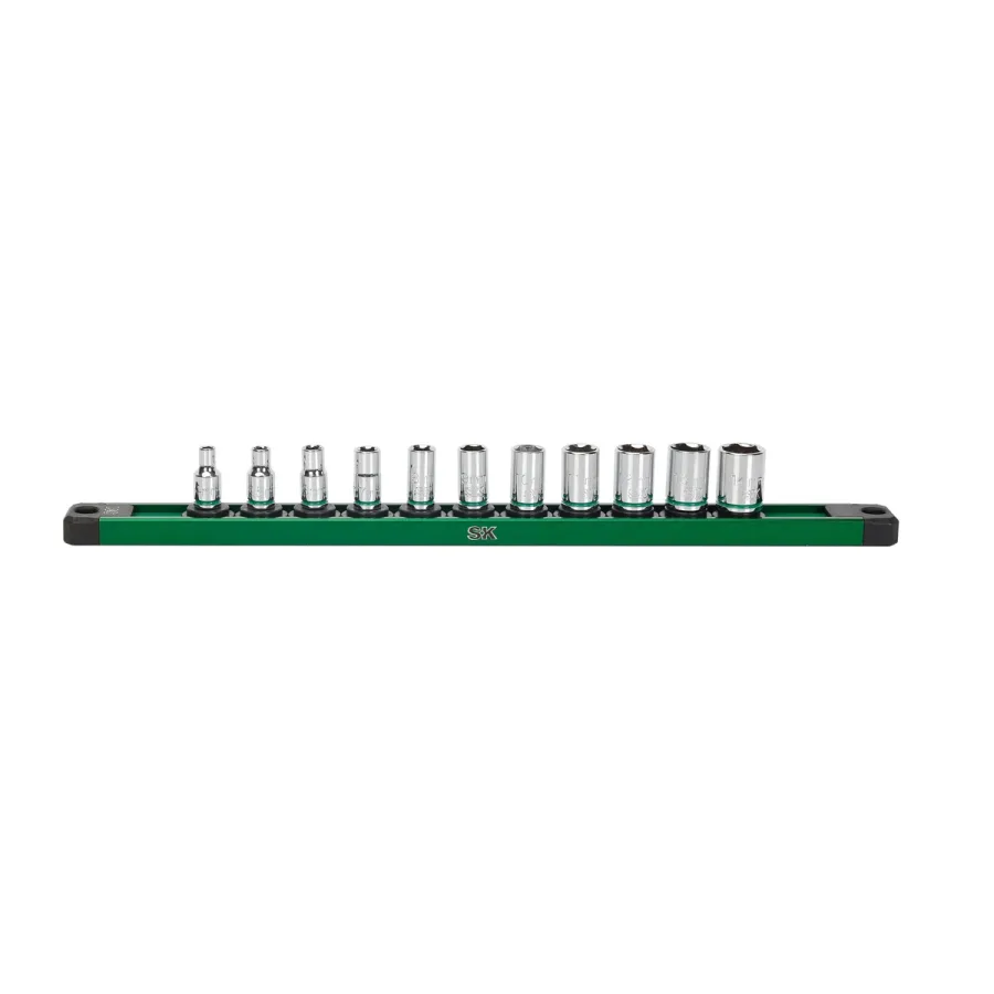1/4" Drive, 11 Piece, 6 Point, Shallow, Metric Chrome Socket