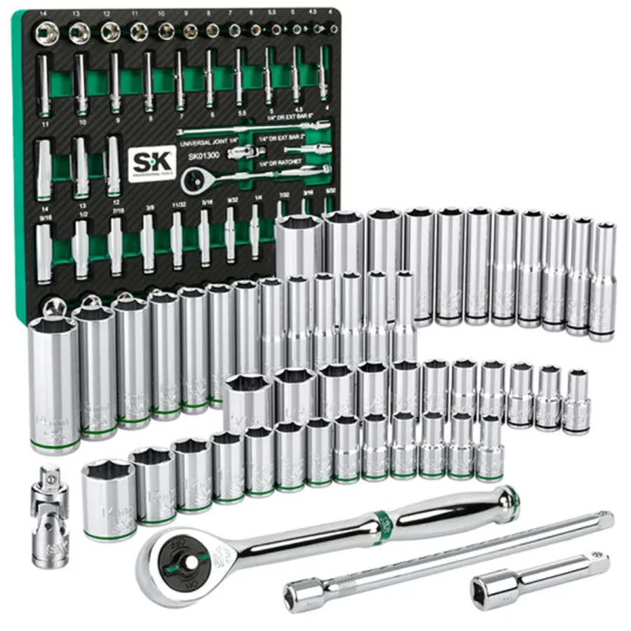 1/4" Drive, 52 Piece, 6 Point, Shallow & Deep, SAE & Metric 