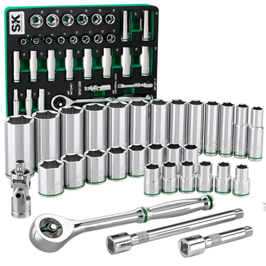 3/8" Drive, 31 Piece, 6 Point, Standard & Deep, Metric Chrom