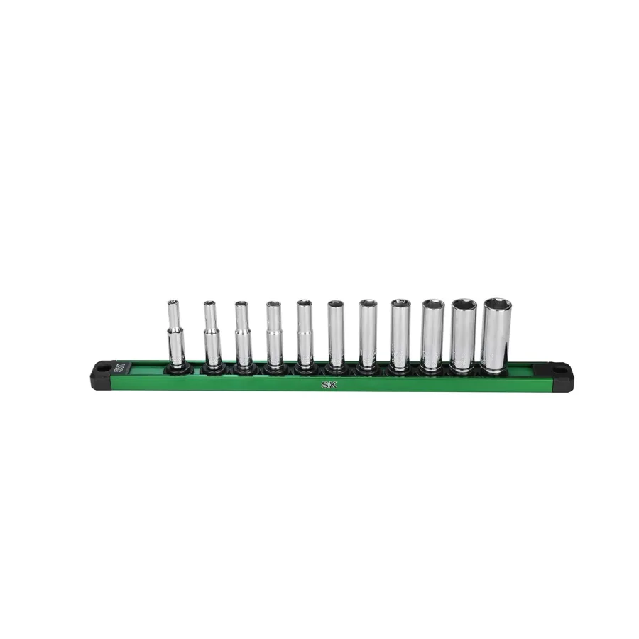 1/4" Drive, 11 Piece, 6 Point, Deep, SAE Chrome Socket Set. 