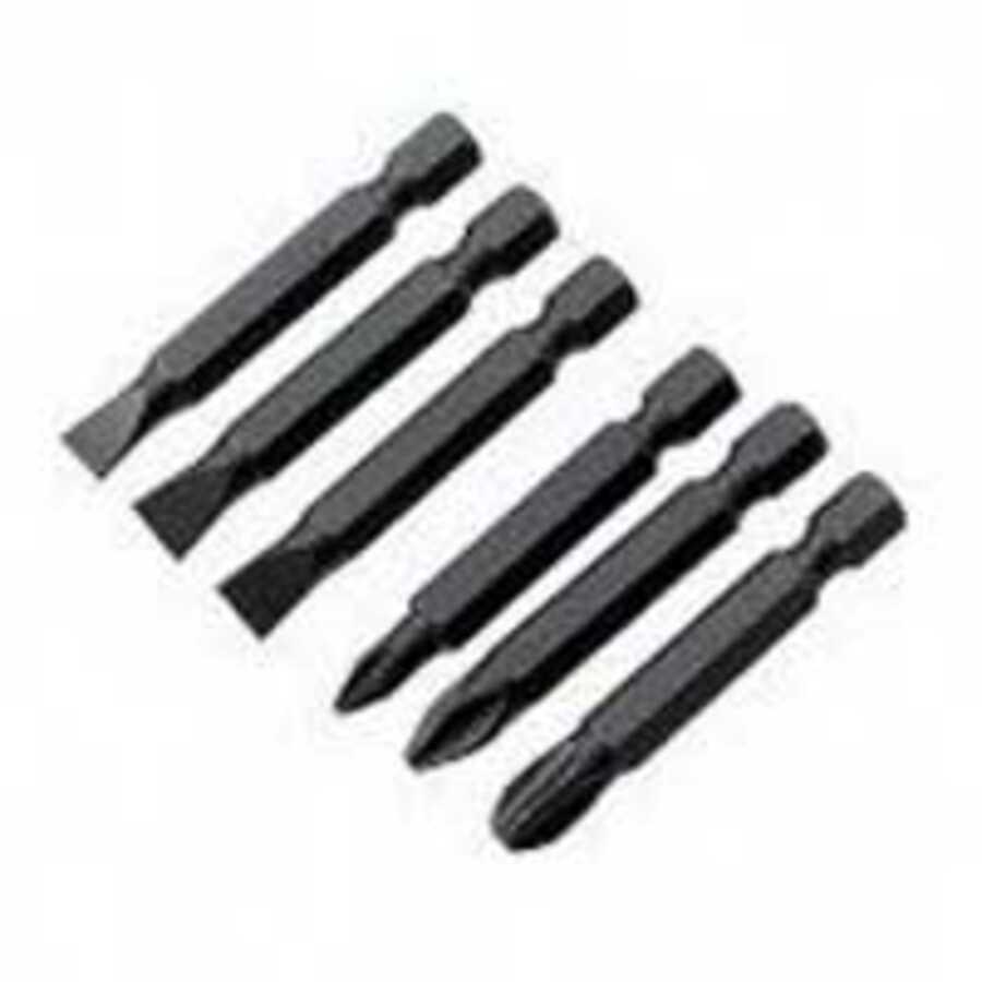 Phillips & Slotted Industrial Power Bit Set 6 Pc