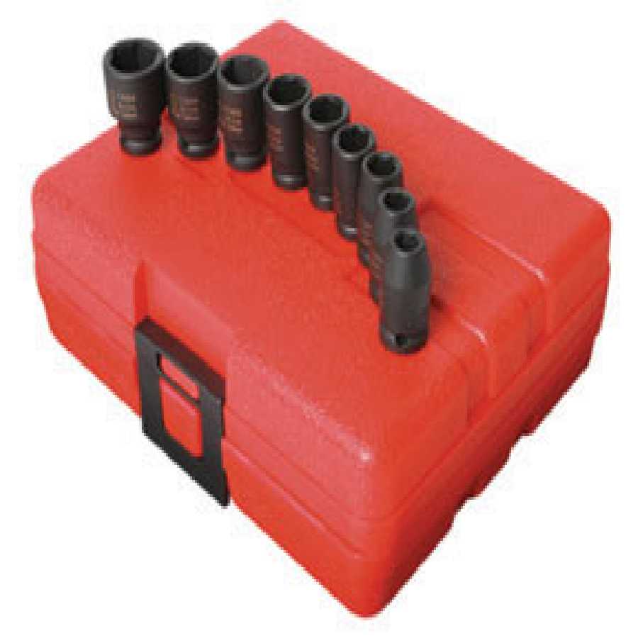 1/4 In Dr 6-Pt Std Metric Impact Socket Set - 9-Pc
