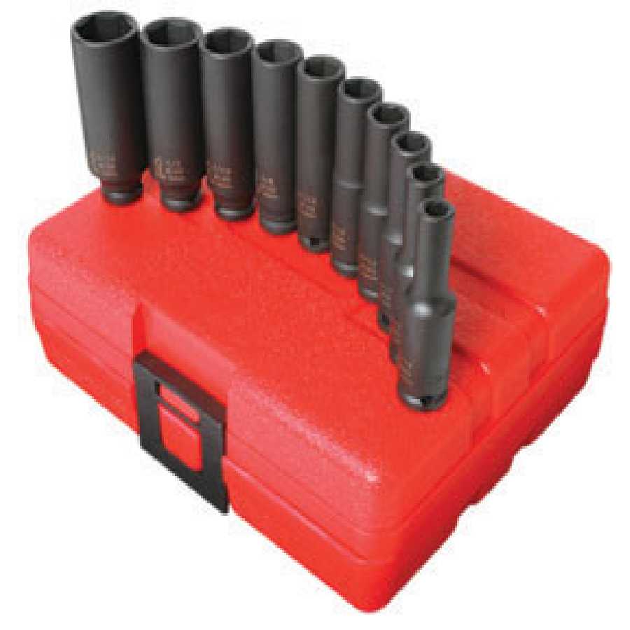 1/4 In Dr Impact Socket Set, 10 Piece, 6 Pt, Deep SAE 1/4 In Dr Impact Socket Set, 10 Piece, 6 Pt, Deep SAE