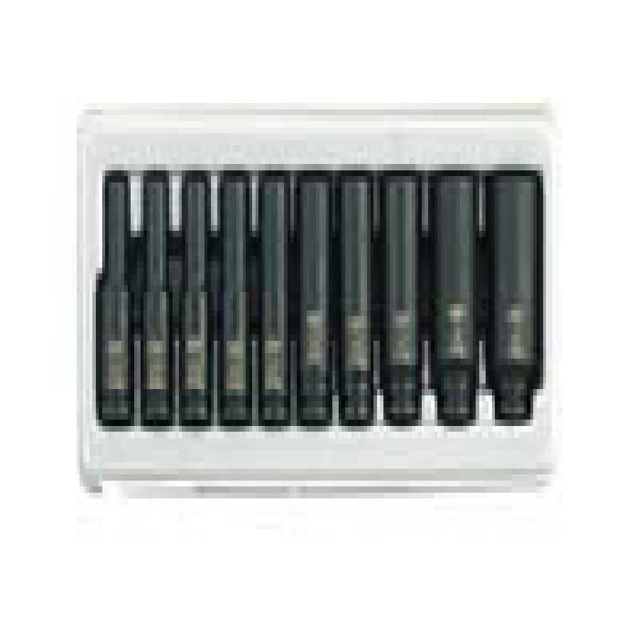 1/4 In Dr Impact Socket Set, 10 Piece, 6 Pt, Deep SAE