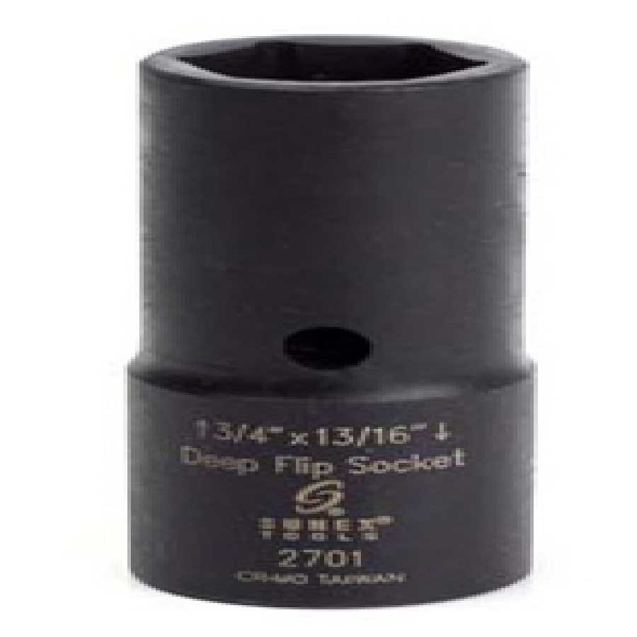 1/2 In Dr Impact Flip Socket, Deep, 3/4 In x 13/16 In