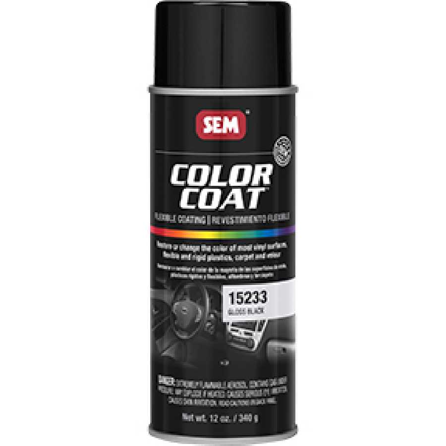 Sem Products | 15233 | SEM Color Coat Gloss Black Vinyl & Plastic Spray Paint