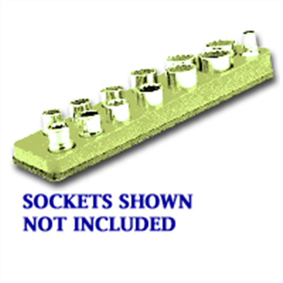 3/8 Inch Drive Shallow Socket Organizer w/ Magnetic Base - Neon