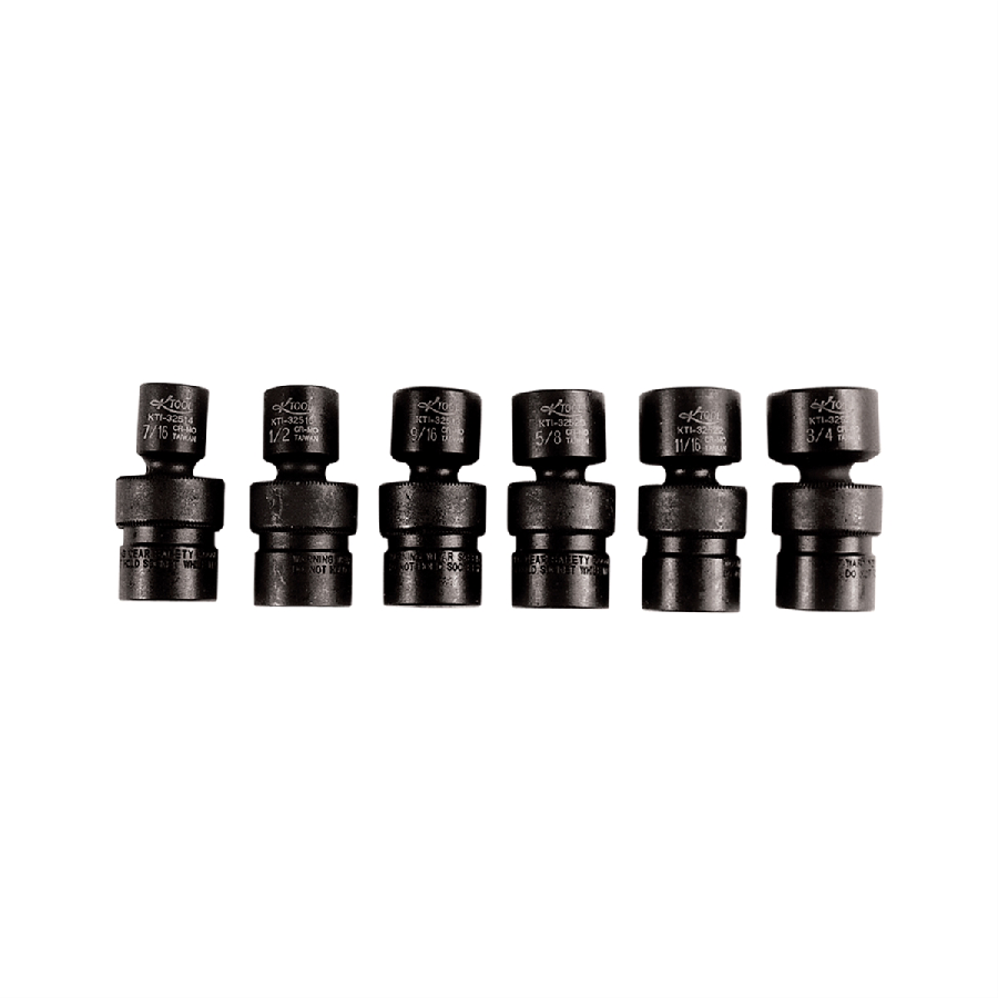 Shallow Flex Impact Socket Set - 3/8 In Dr - 6 Piece
