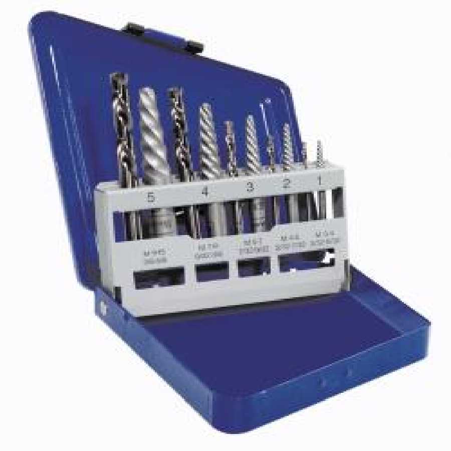 10-Pc Spiral & Drill Bit Screw Extractor Set