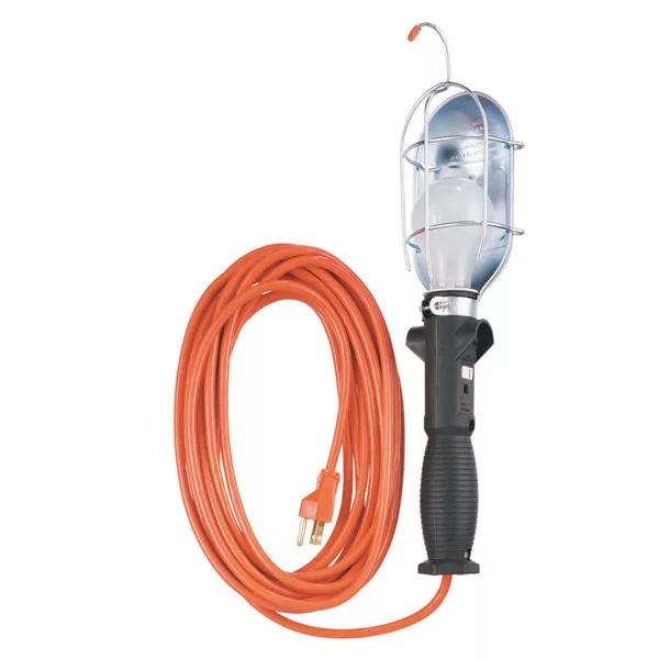 Trouble Light - 25 Ft - 18/3 - Orange - Metal Guard