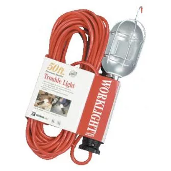 Trouble Light - 50 Ft - 16/3 - Orange - Metal Guard