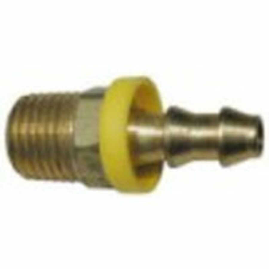 Solid Brass Male Hose Barb Fitting - 1/4 In NPT - 3/8 In Hose ID