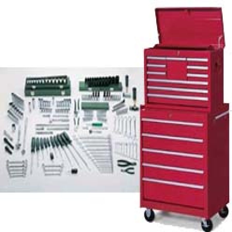 SK 86033K 215-Pc Mechanics Tool Set w/ 5-Dr Cabinet and 10-Dr Ch