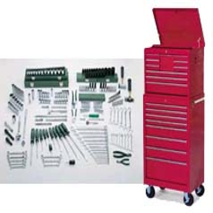 SK 86033J 215-Pc Mechanics Tool Set w/ 8-Dr Cabinet and 10-Dr Ch