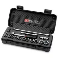 Facom 3/8 In Dr 6 Point Standard Metric Socket Set - 18-Pc