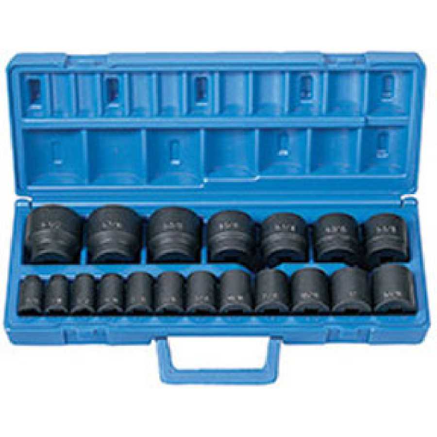 1/2 In Dr SAE Impact Socket Set - 19-Pc