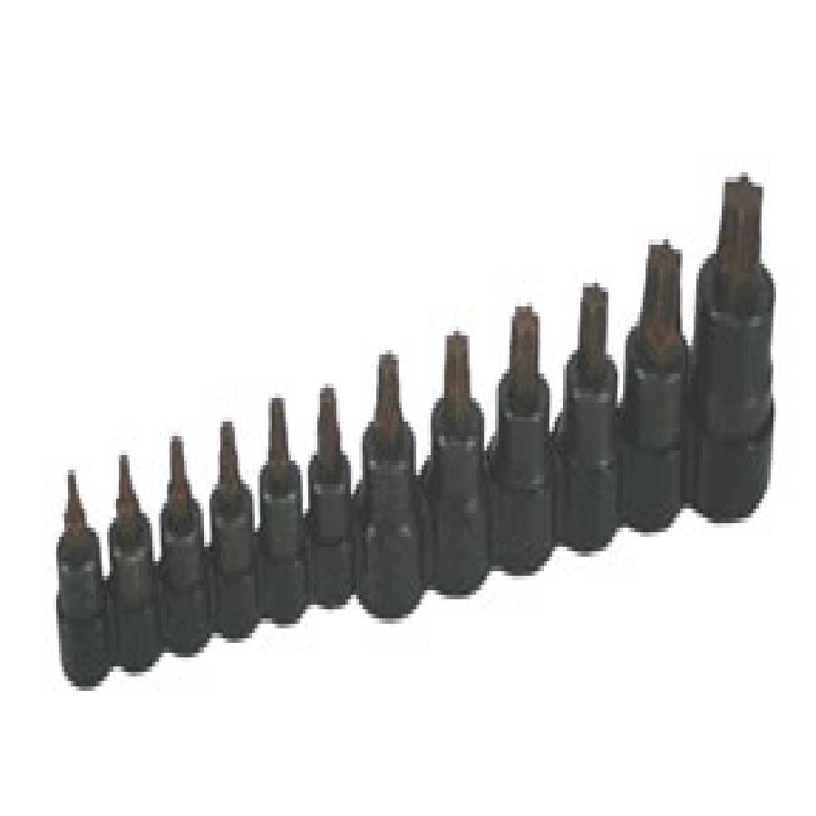1/4, 3/8, 1/2 Inch Drive Super Torx Bit Set - 12-Pc