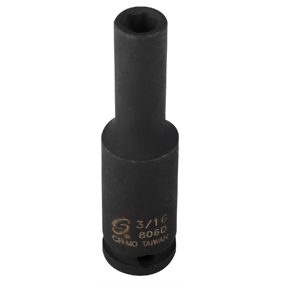 1/4 Inch Drive 6 Pt Fractional SAE Deep Impact Socket 3/16 Inch