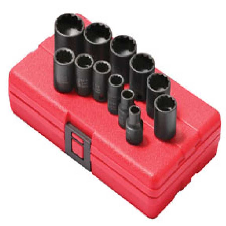 3/8 In Dr Standard SAE Impact Socket Set - 12-Pc