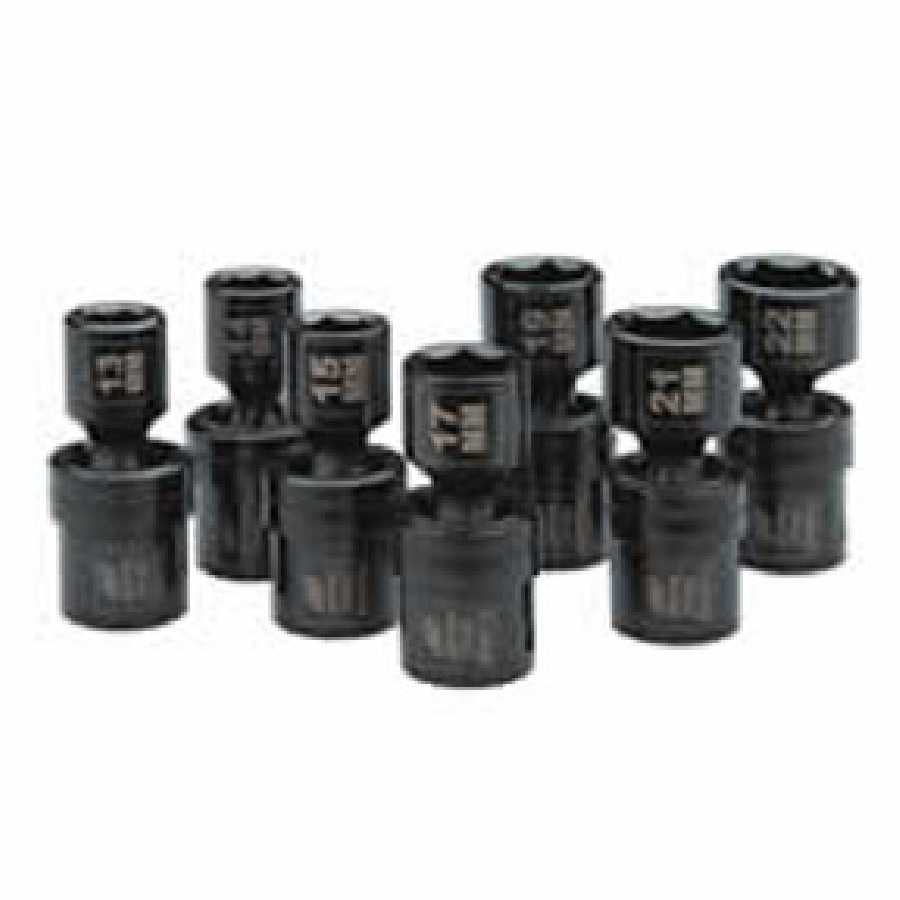 1/2 In Drive Swivel Universal Flex Metric Impact Socket Set 7 Pc