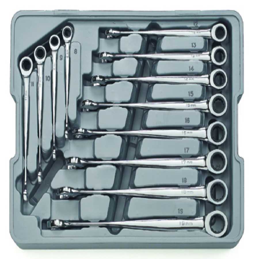 Metric X-Beam Ratcheting Combination Wrench Set - 12-Pc