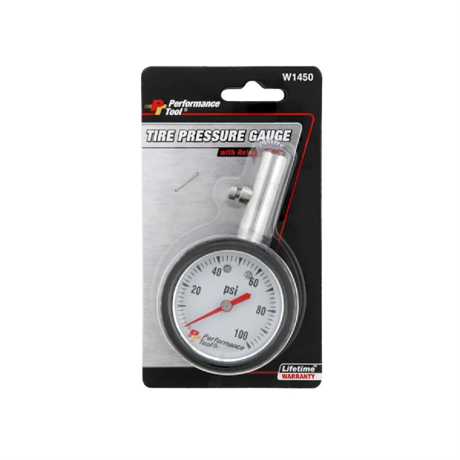 Round Tire Gauge - White Face - 2 In