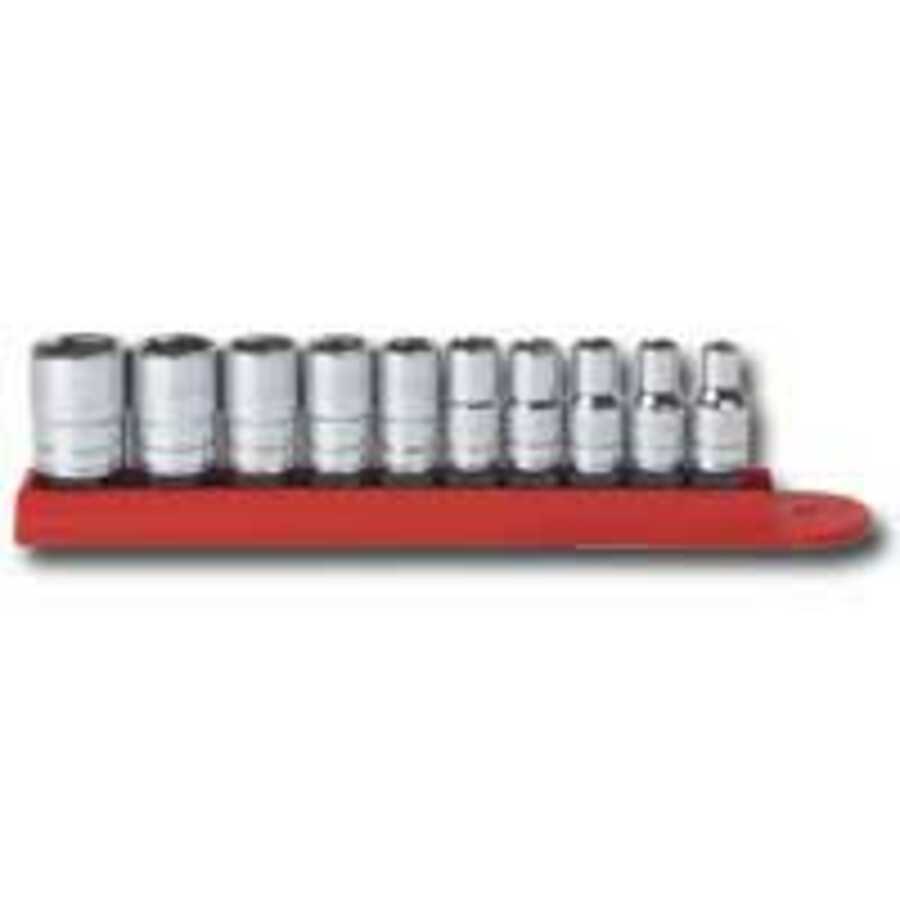 1/4 In Drive 6 Point SAE Socket Set - 10-Pc